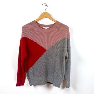 Colorblock Splendid Collection Sweater Pink Red Grey size small